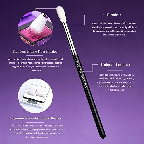 Jessup 15pcs Eye Makeup Brush Set - Pearl Black/Silver - Professional Quality