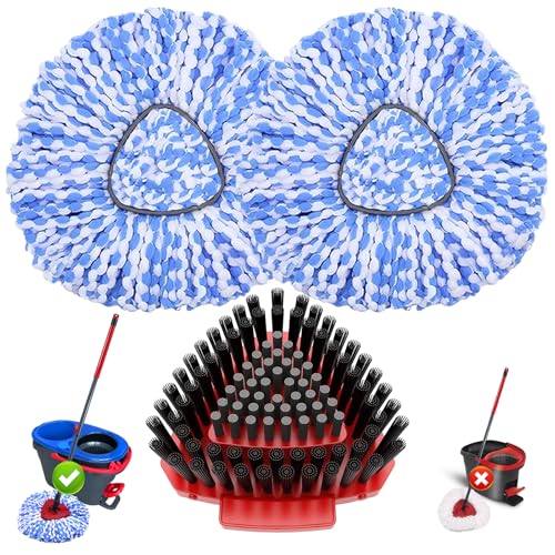 O-Cedar RinseClean Mop Replacement Heads - 2 Microfiber Refills & Stiff Brush