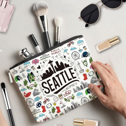 Seattle Tote Bag for Women - Large Capacity Canvas Handbag & Cosmetic Organizer - Mother's Day Gift