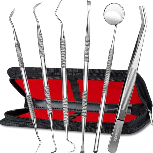 Jimy 6-Piece Dental Tool Set, Stainless Steel Plaque & Tartar Remover