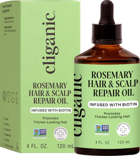Cliganic Rosemary Hair Oil with Biotin & Jojoba - 4 Fl Oz, Nourishing Hair & Scalp Serum