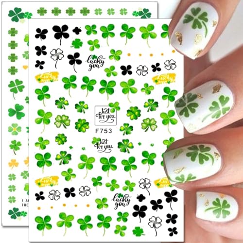 Sutaozhi Shamrock Nail Stickers Set - 8 Sheets St. Patrick's Day Nail Art, Self-Adhesive Irish Clover Decals, Variation: shamrock-2