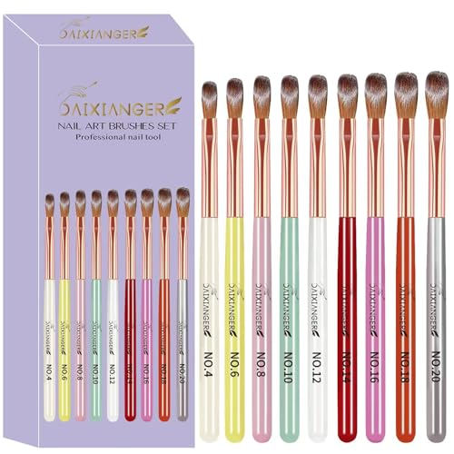 DAIXIANGER 9Pcs Acrylic Nail Brush Set for Professional Nail Art & 3D Carving