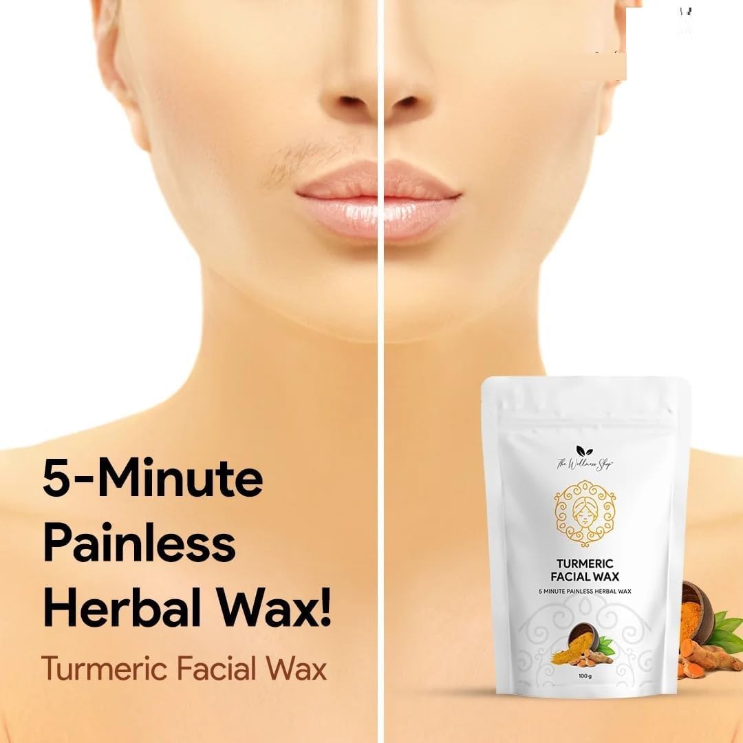 THRU Turmeric Facial Wax Powder, 5 min Painless Natural Face Hair Removal Waxing Powder, Easy to use at home, No chemicals - No Irritation, No Skin rashes (100g)