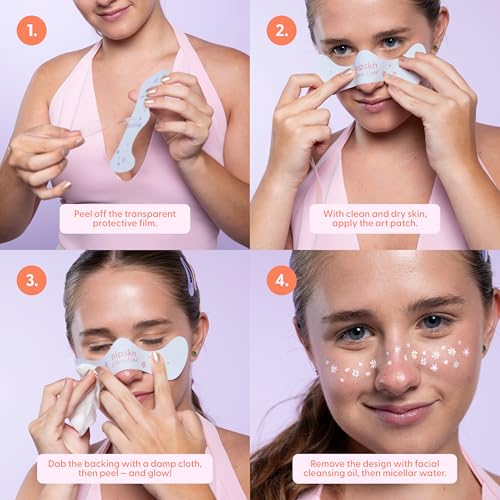 Nipskin Bloom Boss Matte Floral Face & Body Stickers – Waterproof Peel & Stick Tattoos, 4 Pieces