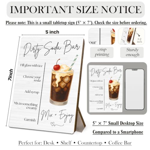 Rustic Wooden Dirty Soda Bar Sign - 5x7 Wedding Decor