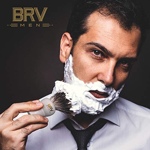 BRV MEN Pure Badger Shaving Brush, 24mm Large Knot, Heavy Resin Handle