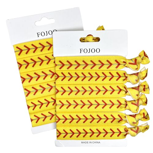 Softball Hair Ties - 12 Pack No Crease Elastic Bands for Girls