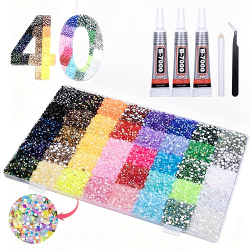 Jelly Multicolored 3mm Rhinestone Bedazzler Kit - 32000 Pcs with B7000 Glue