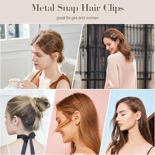 100 Pcs No-Slip Metal Snap Hair Clips for Women & Girls - Matte Colors