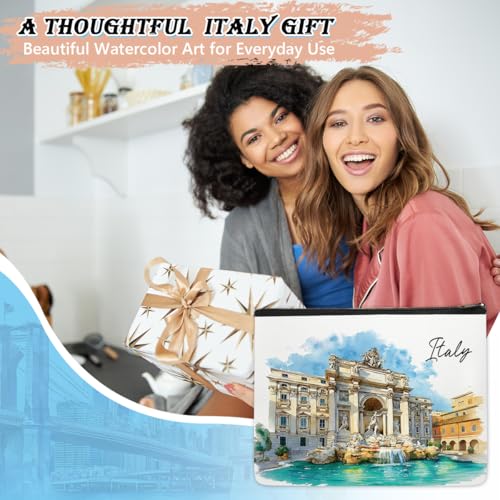 Italy Cosmetic Bag Set - 4pcs Watercolor Makeup Pouches