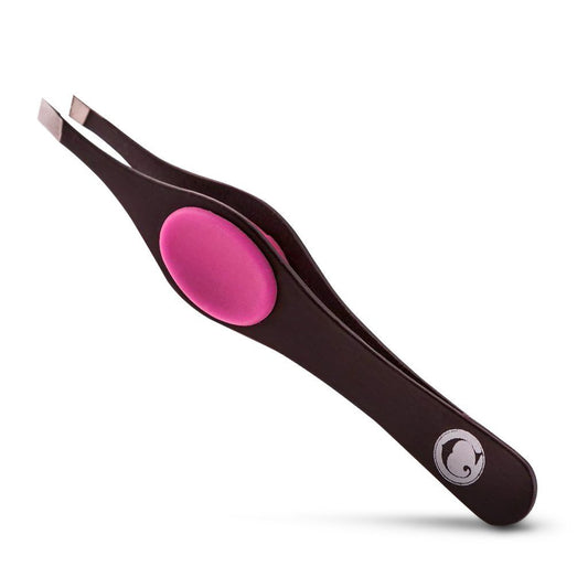 Coco’s Closet Tweezer for Eyebrows – Surgical grade Stainless Steel Slant Black Tweezer - Precision for Ingrown Hair Removal