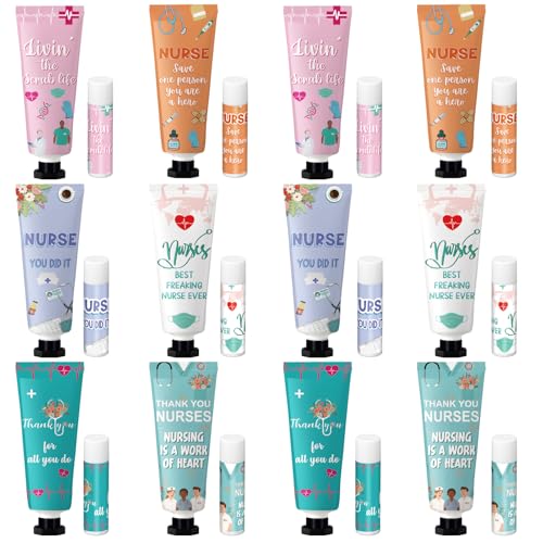 Loopeer 12-Piece Nurse Appreciation Gift Set: Hand Cream & Lip Balm Bulk