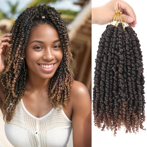 Zoewan 10 Inch Pre-Twisted Passion Twist Crochet Hair - 6 Pack Ombre Brown