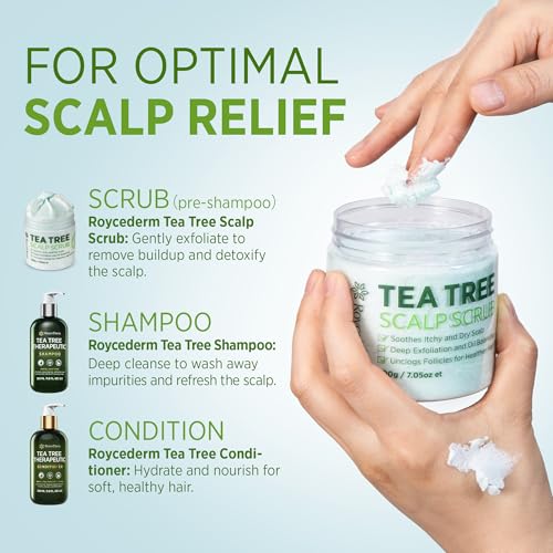 Roycederm Tea Tree Scalp Scrub - Pre-Shampoo Exfoliating Treatment for Healthy Hair