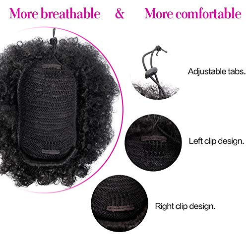 AISI QUEENS Large Kinky Curly Afro Puff Ponytail Extension - Black