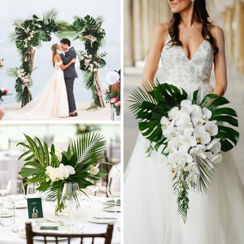 20 Pcs Artificial Palm Leaves - Lifelike Faux Fronds for Tropical Decorations