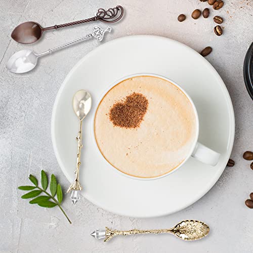 Retro Zinc Alloy Coffee Spoons - Vintage Dessert Spoon Set (16 Pcs)