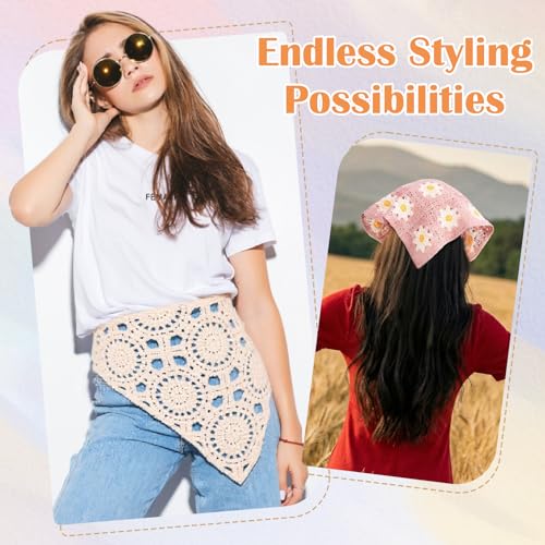 JATEBI 6-Pack Crochet Hair Bandanas for Women – Green, Versatile Head Scarf & Headband