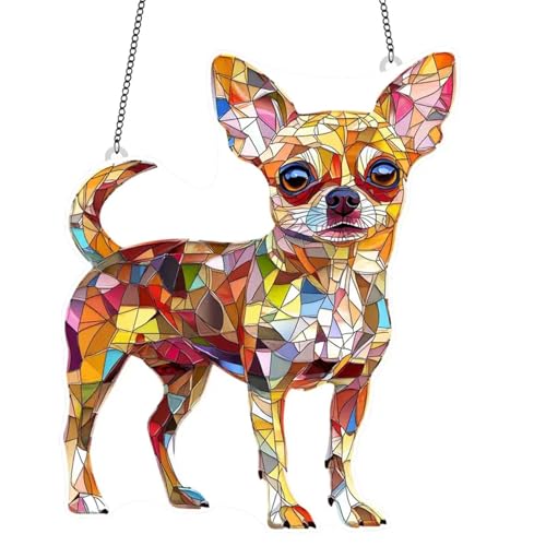 Chihuahua Dog Hanging Ornament - 2D Acrylic Suncatcher for Windows