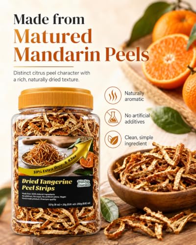 WildSap Emeralds Dried Tangerine Peel Strips - 8.8 oz Natural Citrus