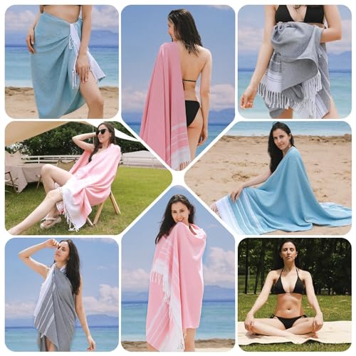 Genovega Oversized Turkish Cotton Beach Towel Set - 74x38