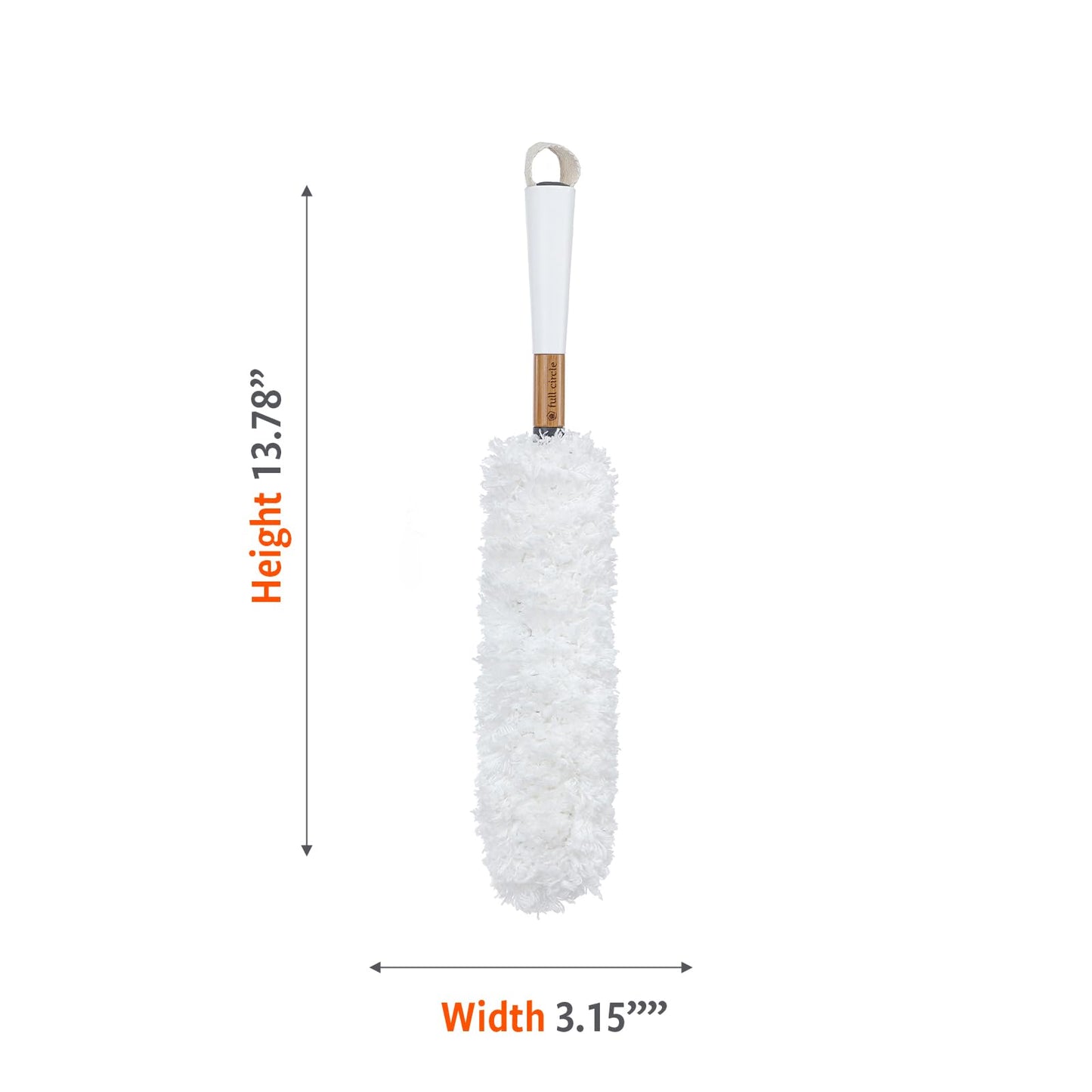 Full Circle Dust Whisperer Microfiber Duster - Machine Washable, For Ceiling Fans, Blinds, Furniture - White