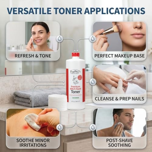 ForPro Witch Hazel Facial Toner - Alcohol-Free Cucumber Astringent, 32 Oz