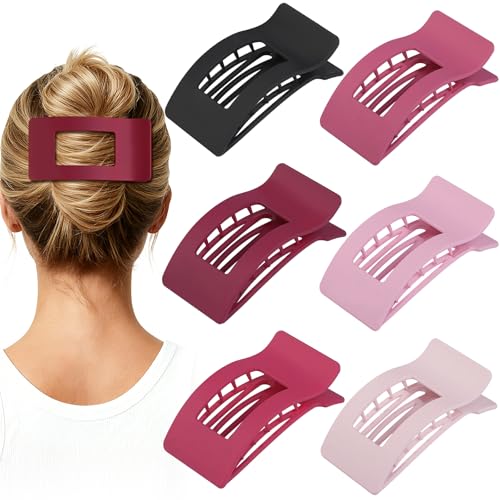 Artchita Pink Purle Flat Hair Clips for Women 6 Pack Strong Hold Non-Slip Barrettes