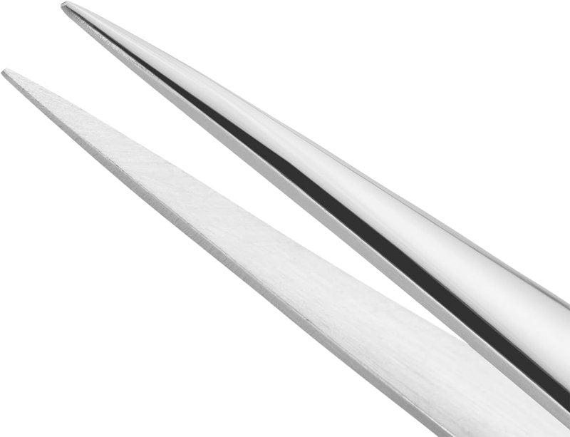 ZWILLING Pointed Tweezer (removal of splinters, ingrown or fine hair, hand-finished, roughened tips), Polished, Silver, 3.5 inch