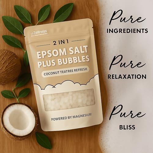 Epsom Salt Foaming Bath Soak – Coconut & Teatree, 12 oz – Muscle Recovery & Relaxation