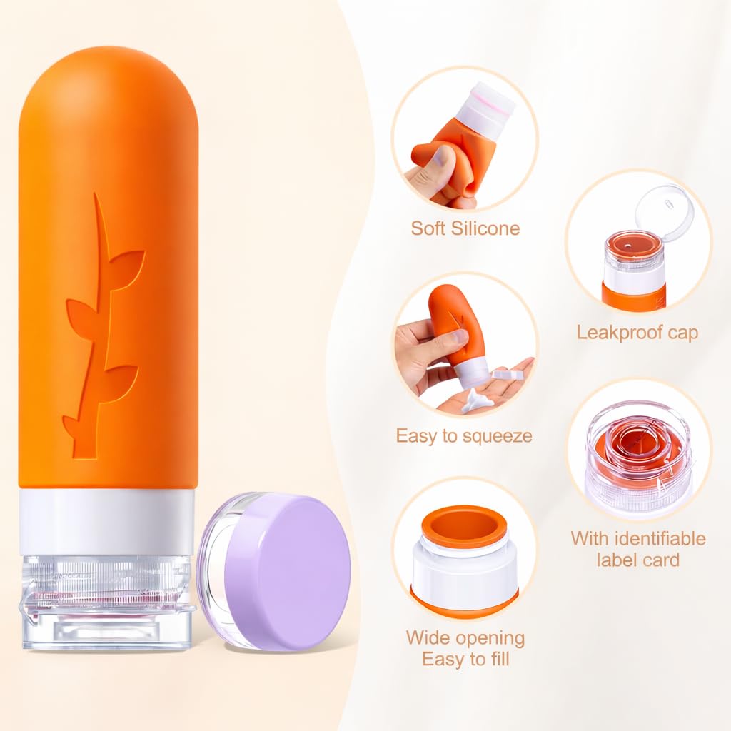 Travel Containers for Toiletries - 18-Pack TSA Approved Travel Bottles & Jars | Portable Essentials