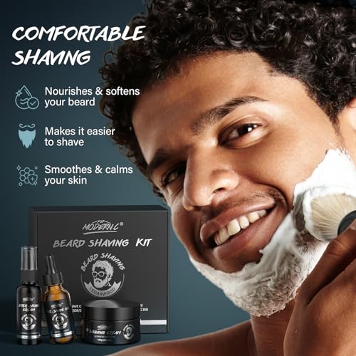 Men's Shaving Kit Gift Set with Pre-Shave Oil, Shaving Cream & Aftershave - Natural Cedar Scent