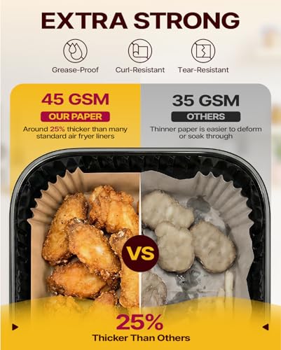 Katbite Disposable Air Fryer Liners - 8 Inch, 130 Pack, Non-Stick