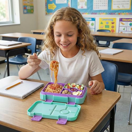 Bento Lunch Box with 5/6 Compartments, BPA Free & Dishwasher Safe
