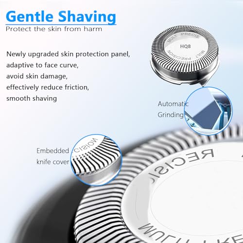 HQ8 Replacement Heads for Philips Norelco Shavers - 6 Pack Upgraded Blades