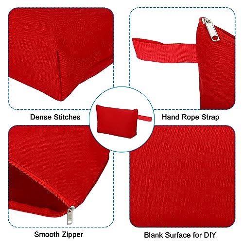 PATIKIL Red Canvas Makeup Bags 9.1 x 5.1 Inch 5-Pack Travel Cosmetic Organizer