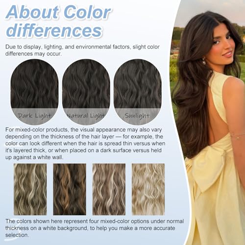 TressGlam 24 Inch Wavy Halo Hair Extensions - Natural Black Invisible Wire