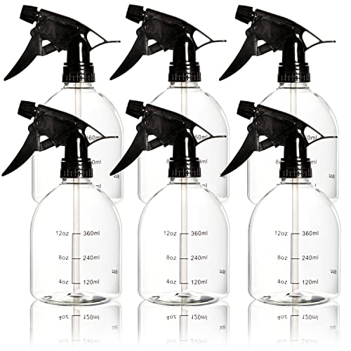 Youngever 6 Pack 16oz Empty Plastic Spray Bottles with Black Sprayer