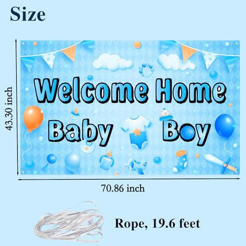 Labakita Welcome Home Baby Boy Banner Backdrop - 70.86 x 43.30 in