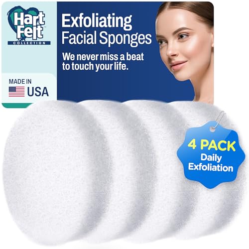 HartFelt Reusable Facial Exfoliating Pads - Gentle Face Scrubber (4 Count)