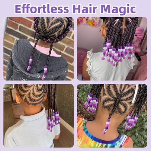 TINKRSTUFF 120Pcs Purple Mix Silicone Hair Beads Kit - 14mm