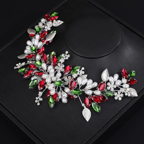 Rumtock Red Christmas Crystal Headband - Handmade Festive Hair Accessory
