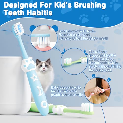 RoseFish 8 Pack Kids Toothbrushes, Extra Soft Toddler Toothbrush for 2-8 Years