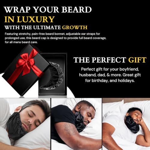 Satin Beard Bonnet for Sleeping - Adjustable Beard Protector & Conditioner