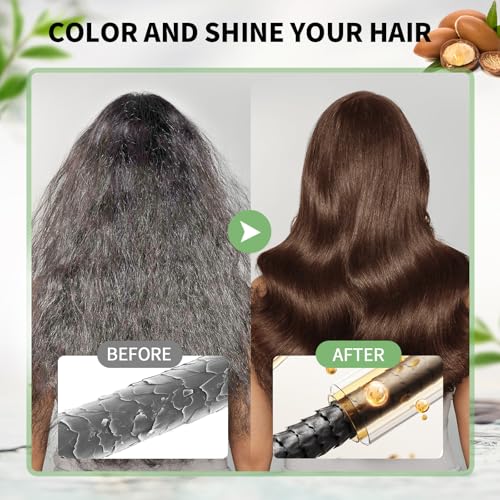 Farndu Brown Hair Dye Shampoo for Gray Hair Coverage, Ammonia-Free 3-in-1