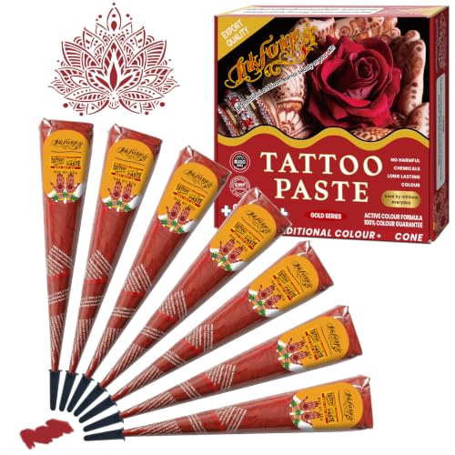 Cherry Red Temporary Tattoo Cone Kit - Vibrant Skin Art Paste for Festivals & Parties