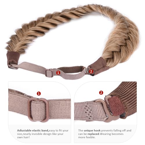 Dirty Blonde Synthetic Hair Braided Headband for Women