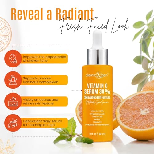 Vitamin C Serum with Hyaluronic Acid & Retinol - Organic Anti-Aging Face Treatment, 2 Fl Oz