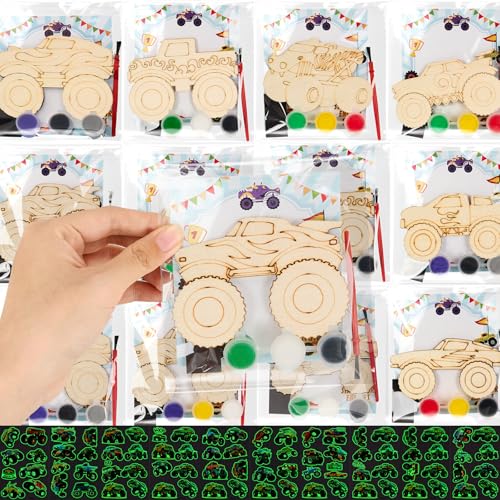 Monster Truck Craft Kit - 24 Wooden Painting Party Favors